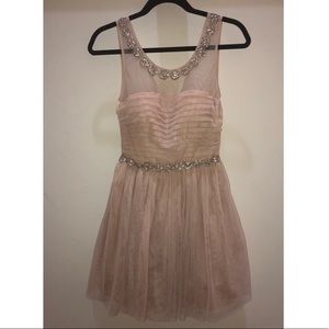 Peach Tulle & Stud Semiformal Dress